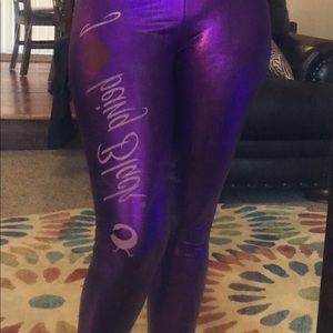 Purple metallic tights